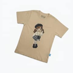 Kaos Boneka Gadis Beret - warna Krem