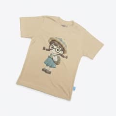 Kaos Boneka Gadis Berkacamata - warna Krem