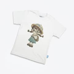 Kaos Boneka Gadis Berkacamata - warna Putih