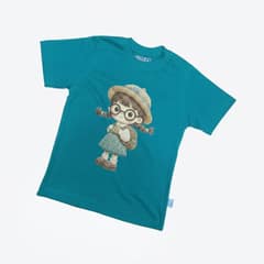 Kaos Boneka Gadis Berkacamata - warna Tosca