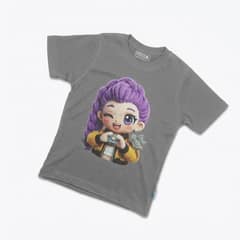 Kaos Boneka Rambut Ungu - warna Abu-abu
