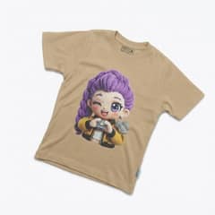 Kaos Boneka Rambut Ungu - warna Krem