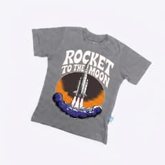 Kaos Roket ke Bulan - warna Abu-abu