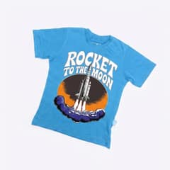 Kaos Roket ke Bulan - warna Biru Muda