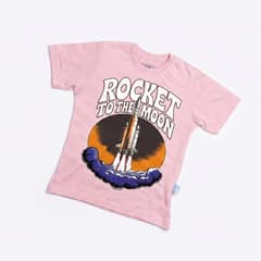 Kaos Roket ke Bulan - warna Pink
